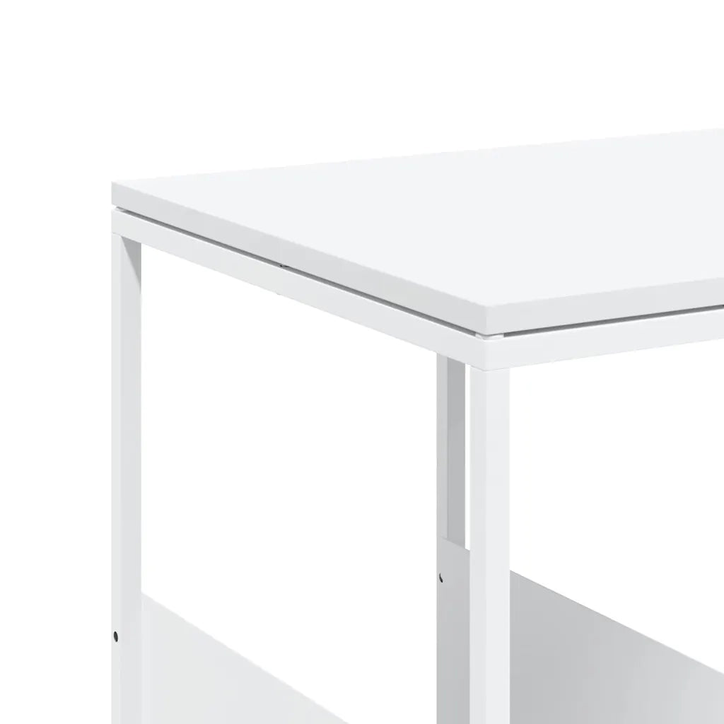 Tavolino da salotto | Tavolino da caff¨¨ | Tavolino da Soggiorno con Ruote Bianco 55x36x63,5cm in Legno Multistrato