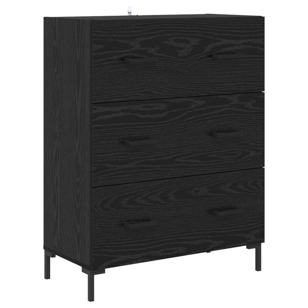 Credenza | Madia | Buffet da pranzo | Armadio da pranzo Rovere Nero 69,5 x 34 x 180 cm Legno multistrato