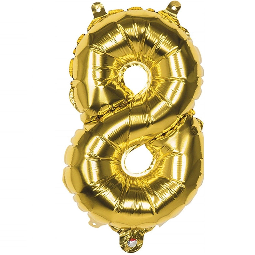 Trade Shop - Palloncino Numero 8 Oro 35cm Elio Decorazione Compleanno Party Festa -
