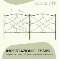 Recinzione Esterna a 5 Pannelli in Metallo con Paletti, 305x62 cm, Nera