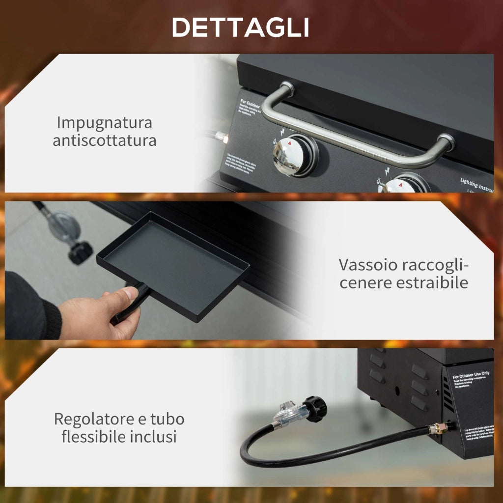 Barbecue a Gas Pieghevole con Coperchio e Termometro ¨C zephmum ¨C Nero Acciaio 55x46.5x41 cm