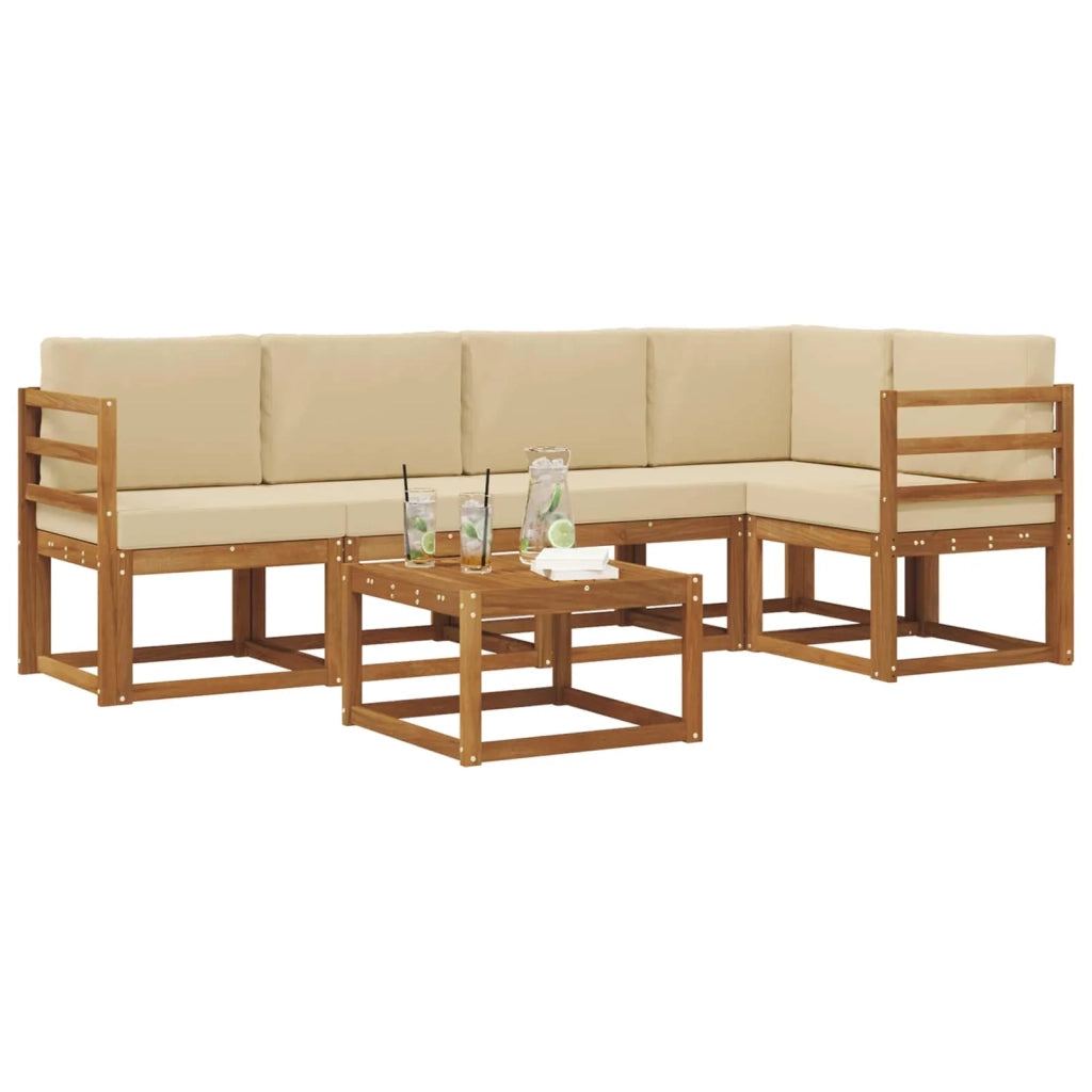 Set di divani da esterno con cuscino 6 pcs Naturale e Beige 3366416