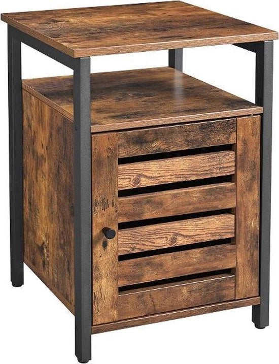 Cassa Notturna - Tavolo Accessori - Industriale - Metallo/Legno - Marrone/Nero - 40x40x60