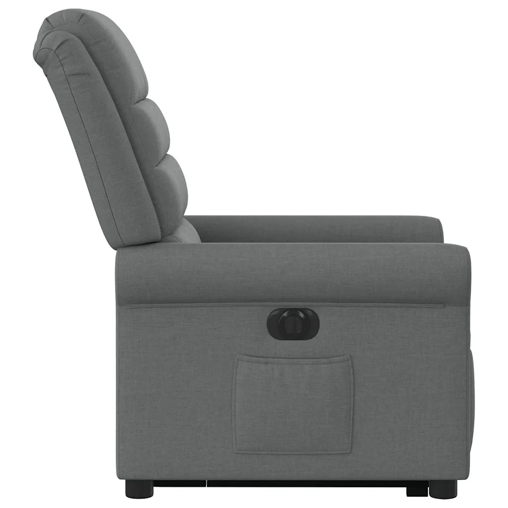vidaXL Poltrona Alzapersona Reclinabile Elettrica Grigio Scuro Tessuto