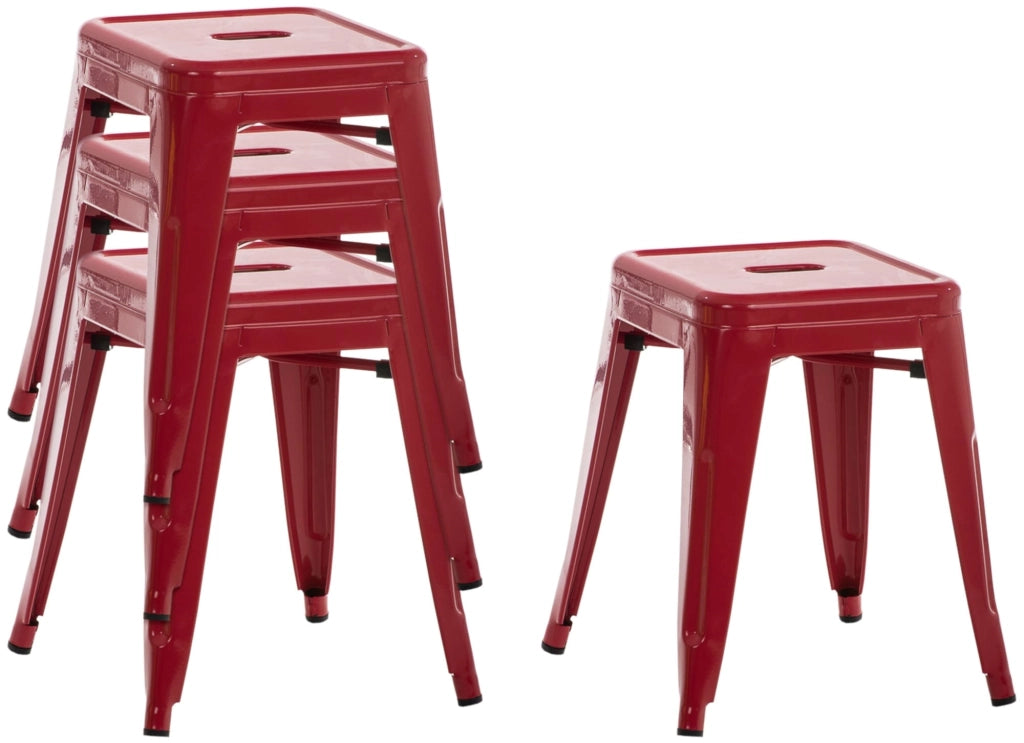 Set 4 Panchetti Impilabili Armin In Metallo rosso