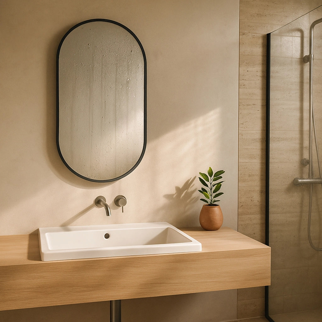 Specchio da Parete Picciano Ovale 40 x 80 cm Nero opaco [en.casa]