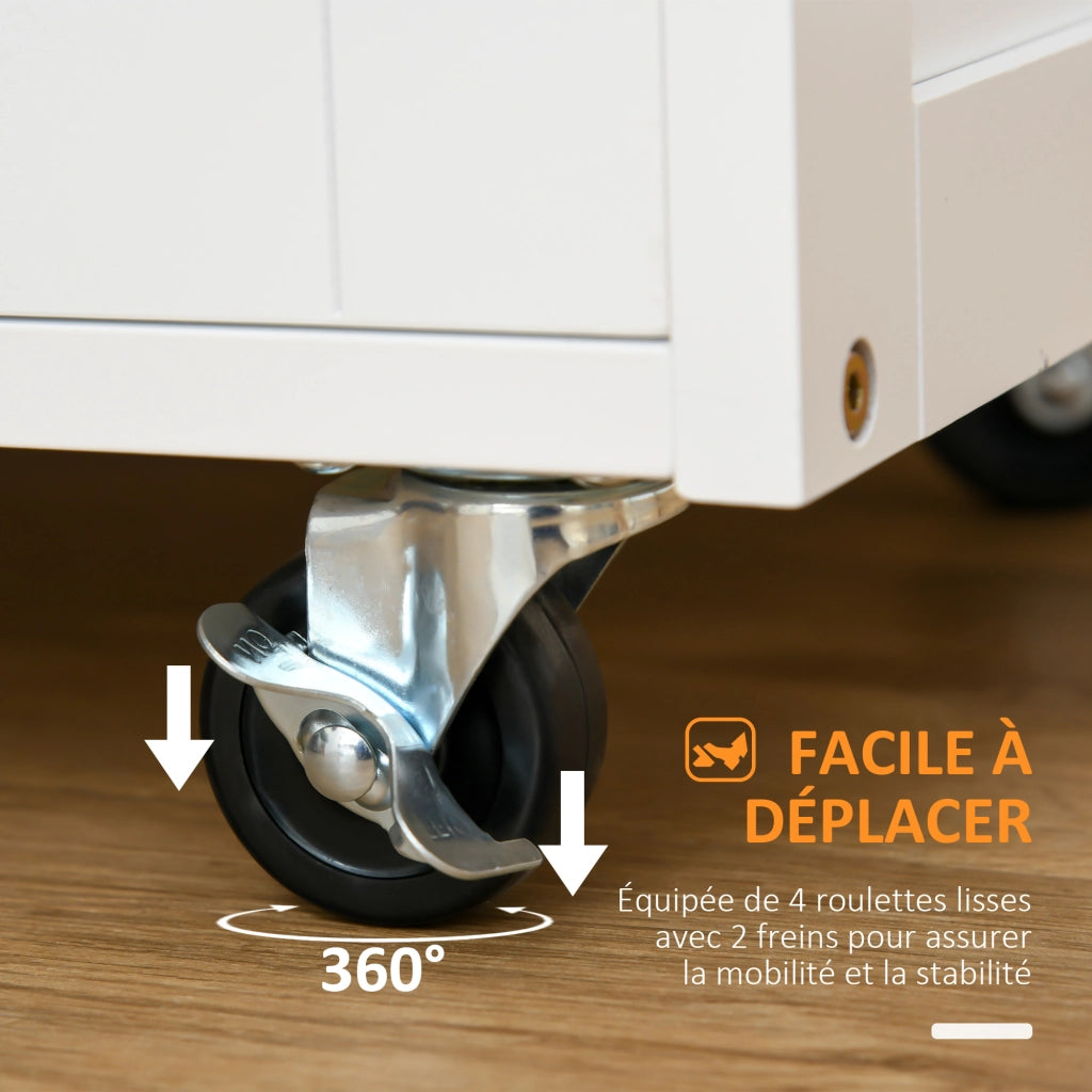 Cassettiera da cucina con 2 ante e 9 bottiglie ¨C zephmum ¨C MDF bianco con piano in legno