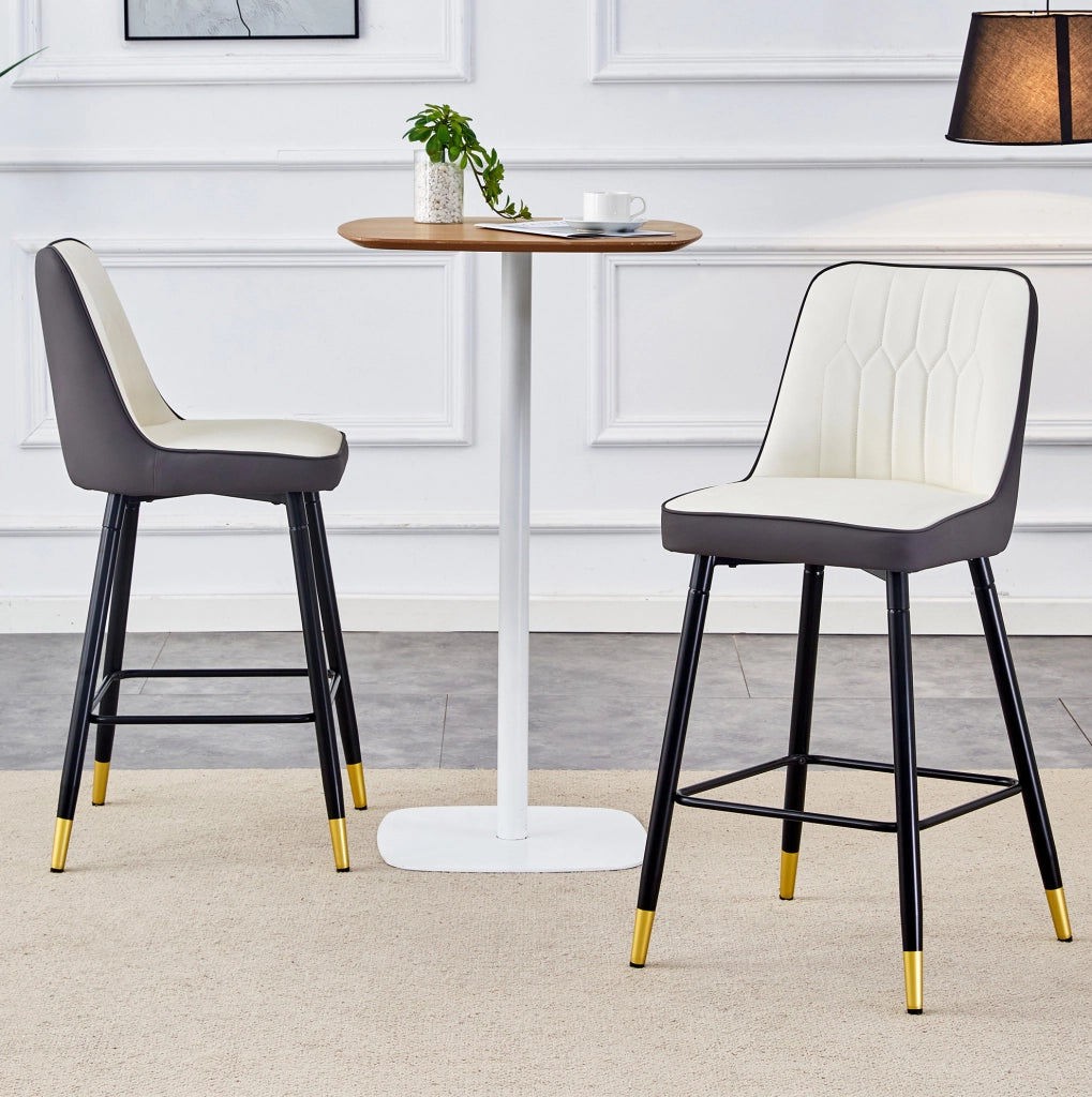 Set di 2 sgabelli da bar 100 cm in PU bianco e grigio scuro