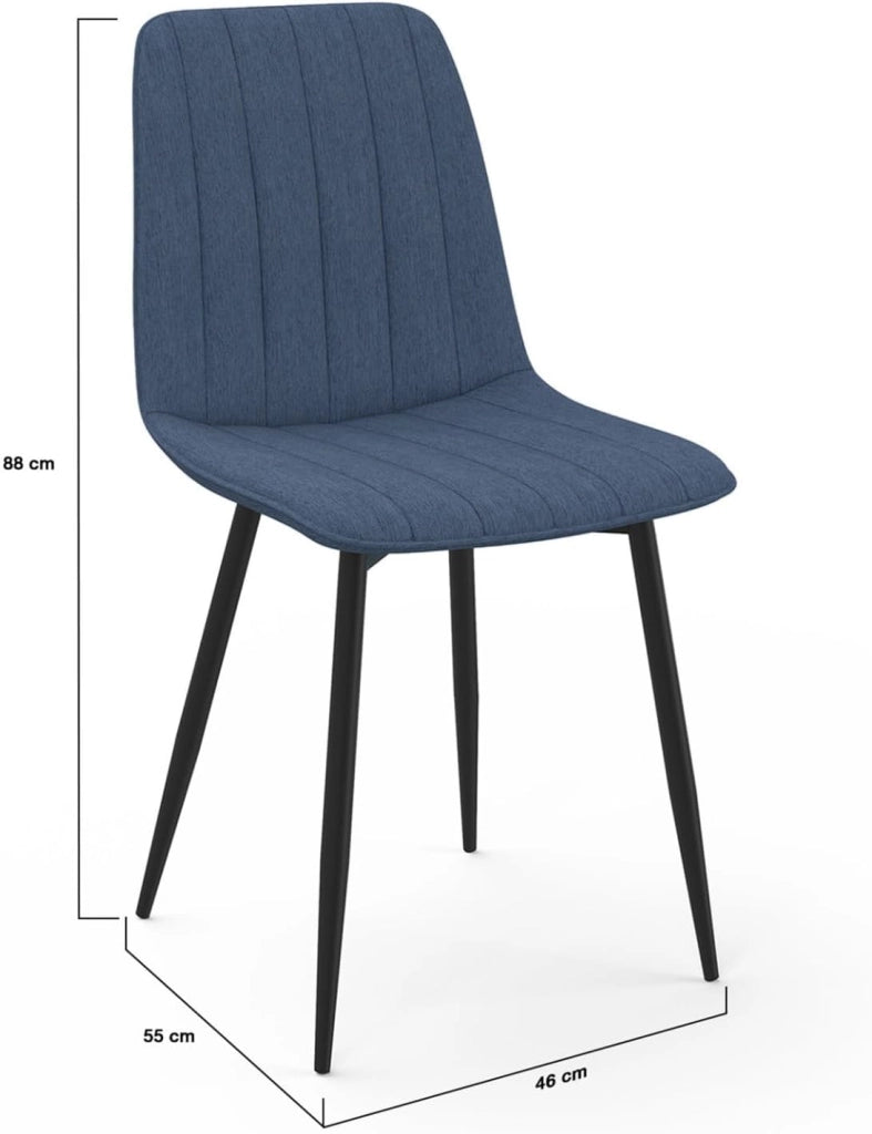 Set di 6 sedie da pranzo MIRA in tessuto blu