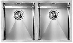 CM 012059.X0.01.2018 Filotop Lavello da Incasso 2 Vasche in Acciaio Inox AISI 304 18-10 con Finitura Filoraggiata (77x45x19 cm) colore Inox Satinato