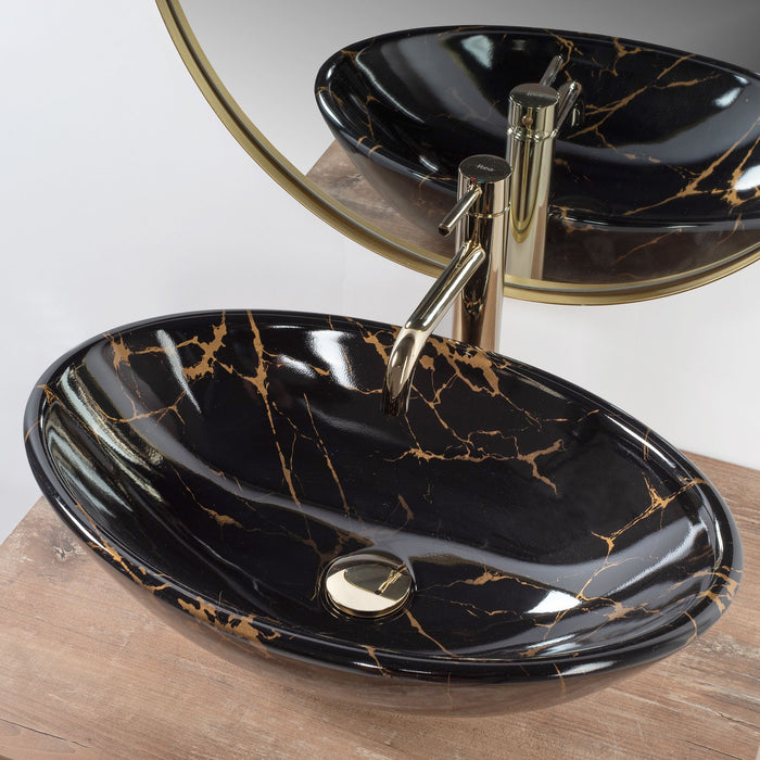 Lavabo Da Appoggio Rea Pamela Black Marble Shiny