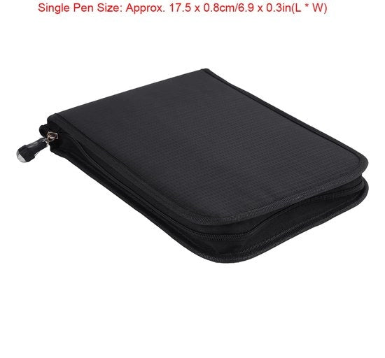 Penne in grande capacità - Borsa di stoccaggio - Materiales di tela duraturo - Chiusura a cerniera robusta - Ripiegabile - Ogni penne in posizione individuale - Borsa di penne