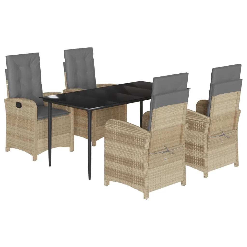 Set Pranzo da Giardino 5 pz con Cuscini Beige Misto Polyrattan 3212394