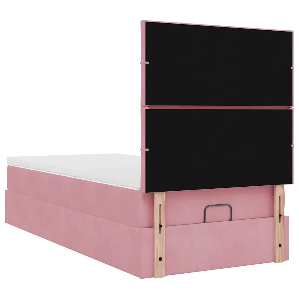 vidaXL Struttura Letto Pouf con Materassi Rosa 100x200 cm Velluto