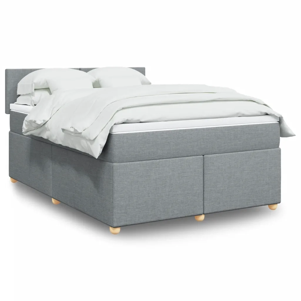 Giroletto a Molle con Materasso Grigio Chiaro160x200 cm Tessuto