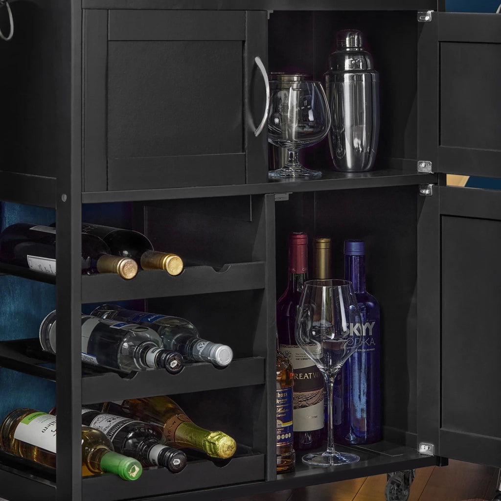 Carrello di servizio Credenza in legno mobile cucina Nero FKW45-SCH