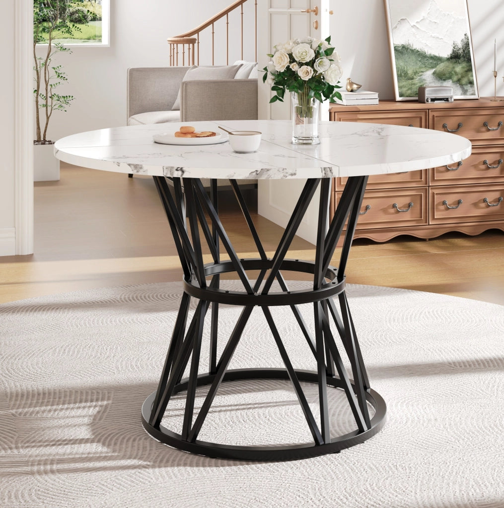Set da pranzo 5 pezzi con tavolo rotondo Ø 100 cm e 4 sedie in velluto