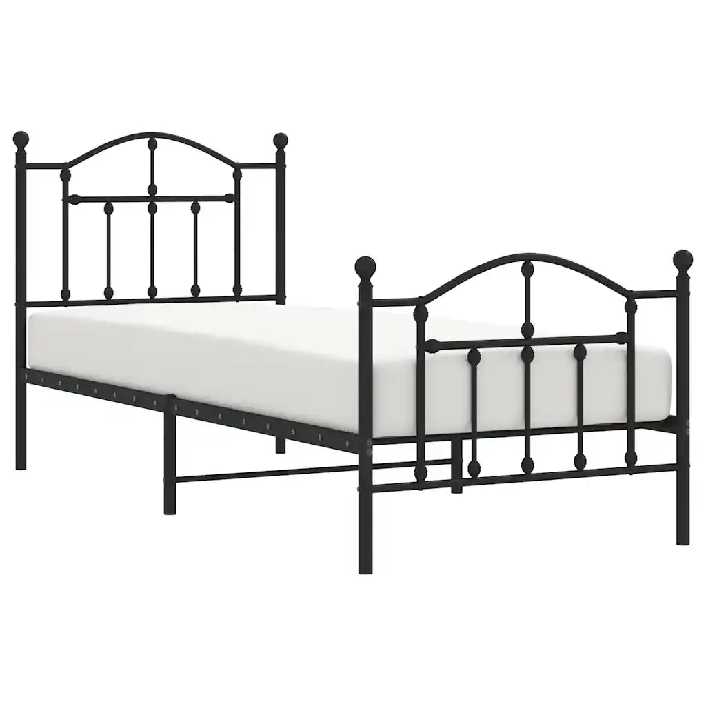 Giroletto con Testiera e Pediera Metallo Nero 90x200 cm 353450