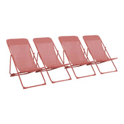 Set 4 lettini prendisole pieghevoli, terracotta