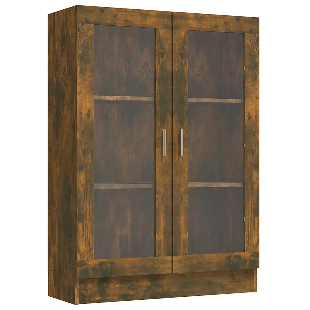 Vetrina classica 82,5 x 30,5 x 115 cm con 3 pratici scomparti in legno composito effetto rovere affumicato 02_0048216