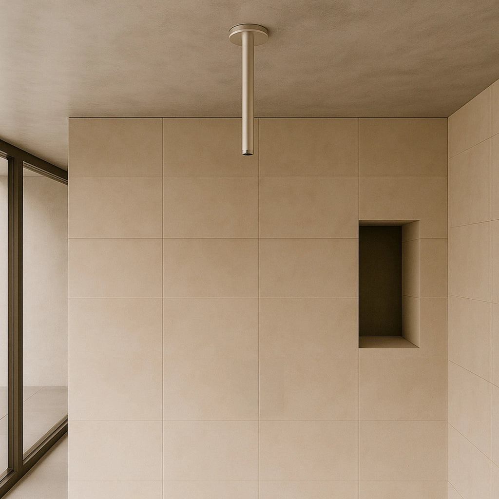 SINED Braccio corto da soffitto in acciaio inox 316L satinato altezza 12 cm per soffione doccia resistente alla corrosione ideale per interni ed esterni design compatto e durevole - Levante