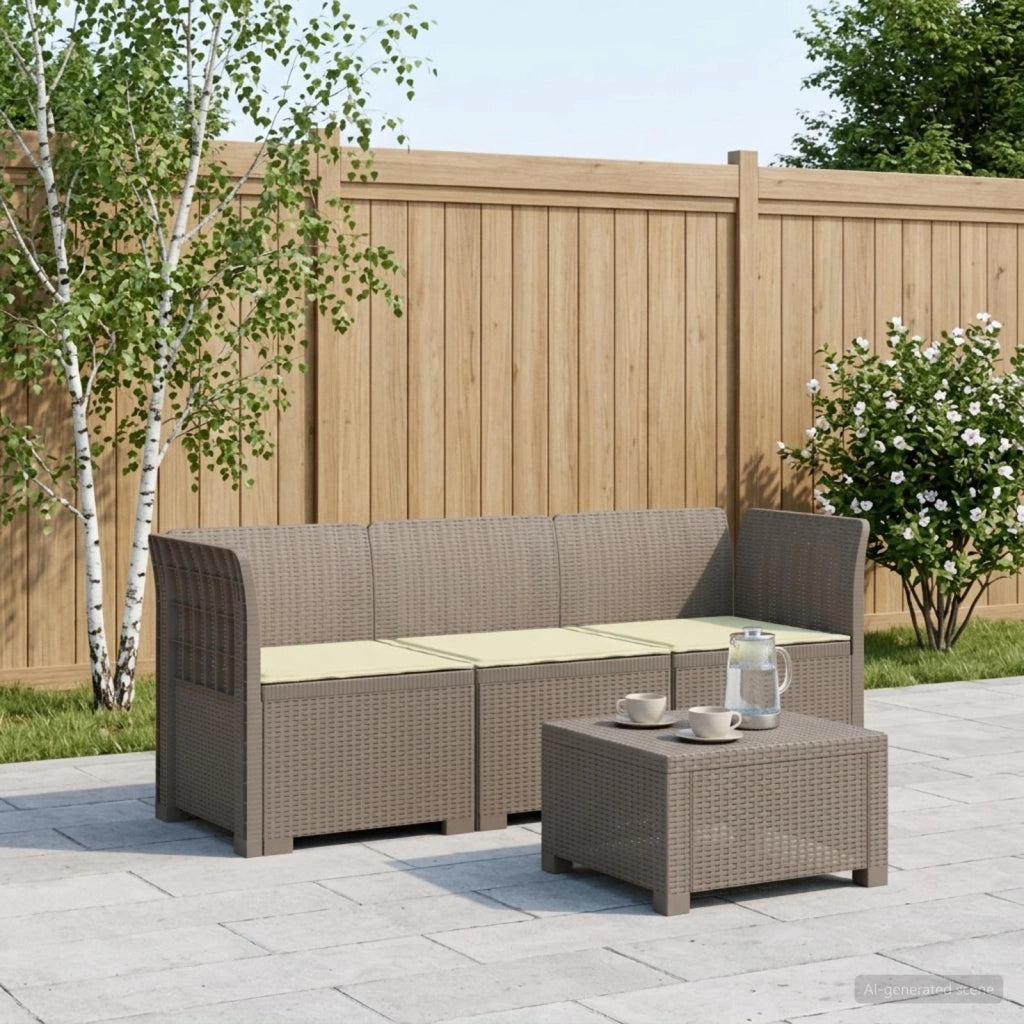 Divano da giardino 3 posti con cuscini in look rattan PP 3443830