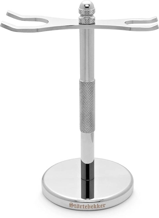 Accessori da bagno in acciaio inox argentato - adatto per rasoi e spazzole da barba - accessori di alta qualità per la tua stanza da bagno - base antiscivolo - idea regalo per uomo