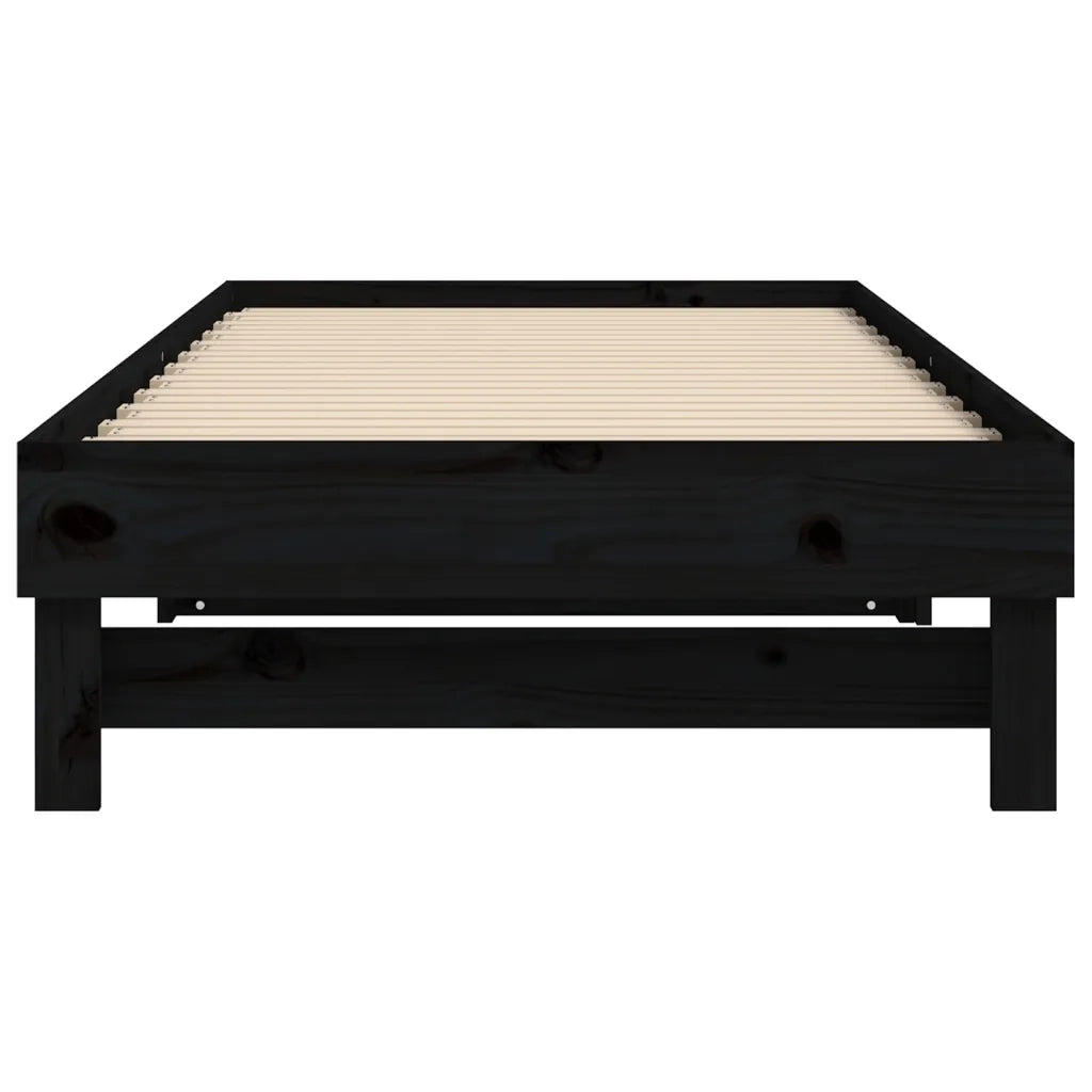 Letto da camera | Dormeuse Estraibile Nera 2x(100x200) cm Legno Massello di Pino