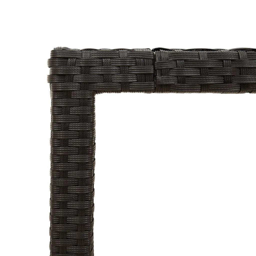 Tavolo da Giardino Piano in Vetro Nero 150x90x75 cm Polyrattan 365531