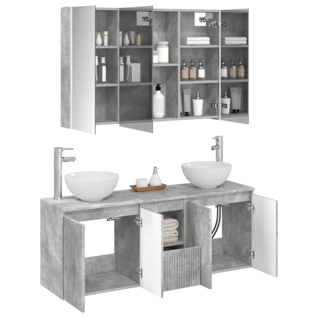 Set di Armadi da Bagno 4 pcs Grigio Cemento 3406346