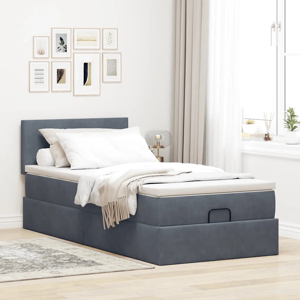 Struttura Letto Pouf con Materasso 90x200 cm in Velluto 3311676
