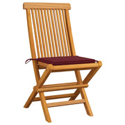Sedie da Giardino con Cuscini Rosso Vino 8 pz Massello di Teak 3072926