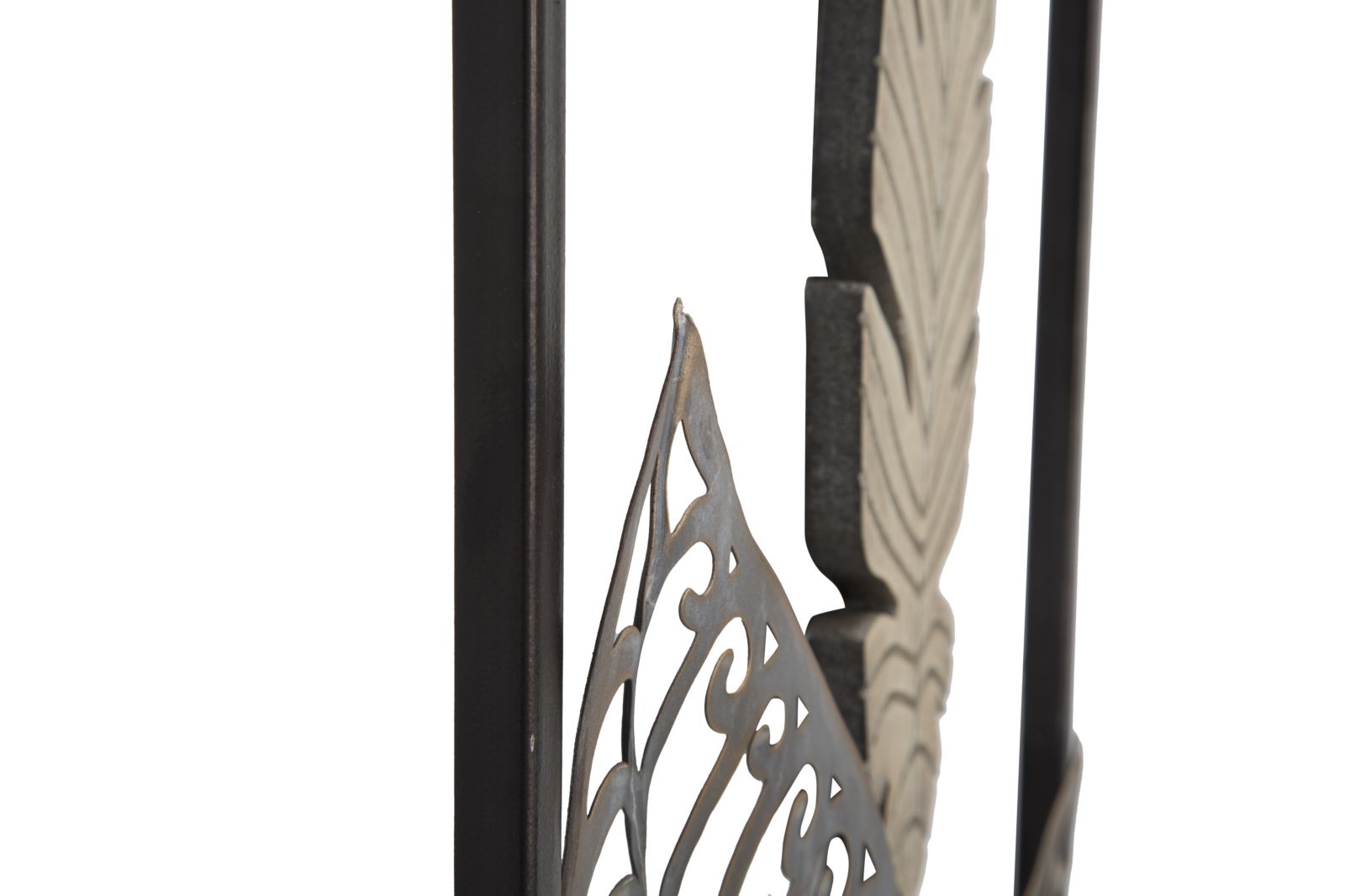 Pannello e Legno Foglie 30,5x1,90x91 cm in Ferro e MDF Oro e Argento