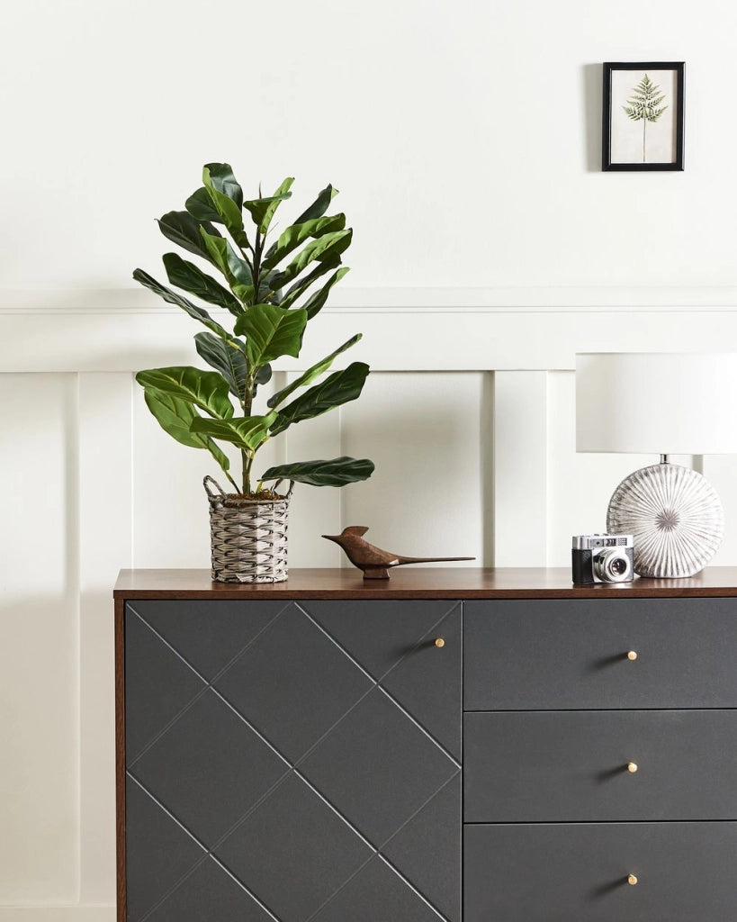 Pianta artificiale in vaso albero di fico 72 cm accessorio decorativo boho