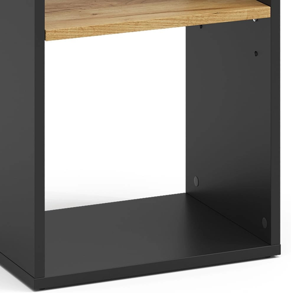 "Tomy, Antracite/quercia dorata, 40 x 74 cm con 2 scomparti aperti