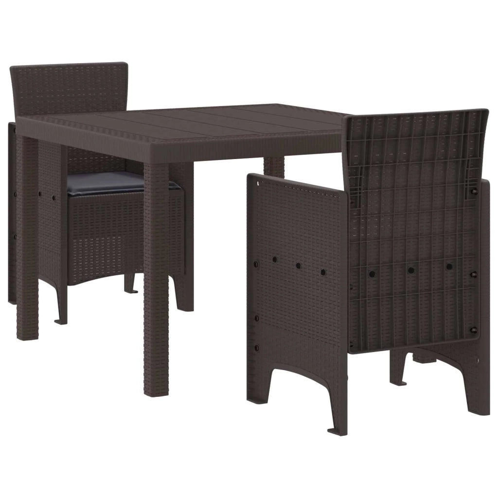Set da Pranzo per Giardino 3 pcs Marrone Polipropilene 3378680