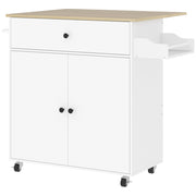 Carrello da Cucina con 1 Cassetto e 2 Ante; Piano Ribaltabile e Ripiano Regolabile; 106x42x87 cm; Bianco