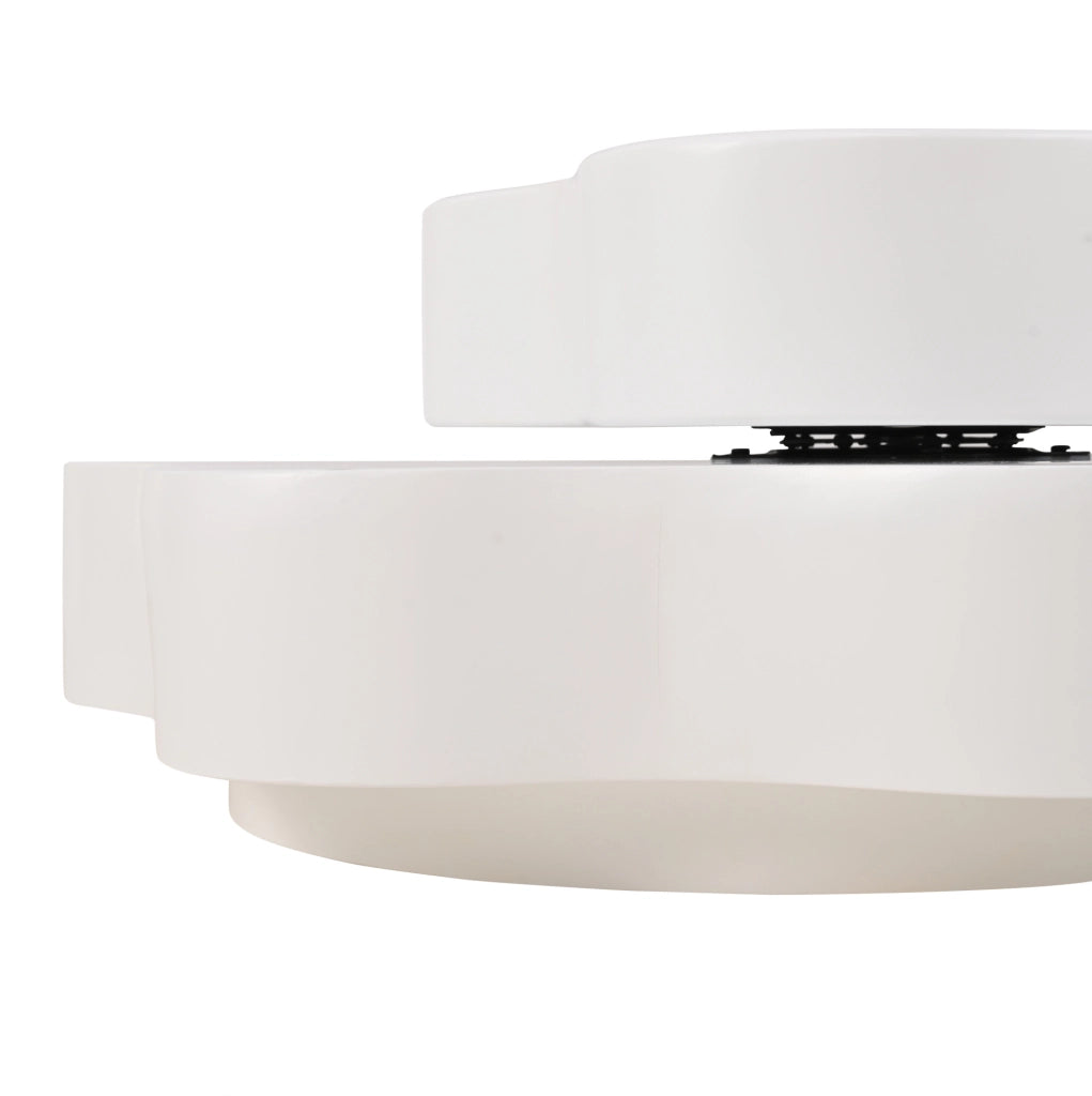 Tavolino da caffè 74.8x67.5x31 cm girevole a 360° in MDF bianco crema
