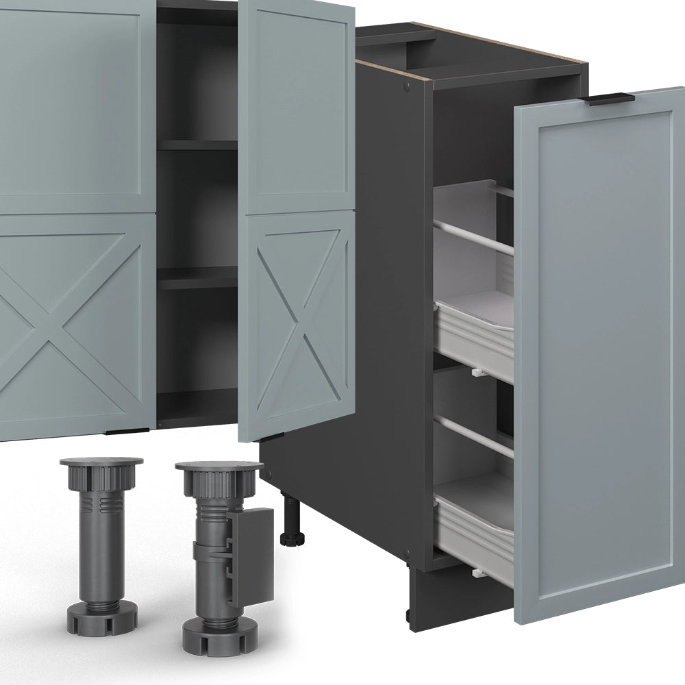 Cucina componibile Fame-Line Blu-grigio chiaro/Antracite 280 cm, PL Antracite Vicco