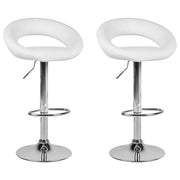Set di 2 sgabelli da bar Poggiapiedi imbottiti in ecopelle bianca Girevole a gas regolabile in altezza Minimalista