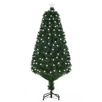 Albero di Natale Artificiale 150cm con 170 Luci LED e Fibre Ottiche, Albero di Natale con Luci Incorporate e 170 Rami e Base in Metallo Pieghevole, Verde