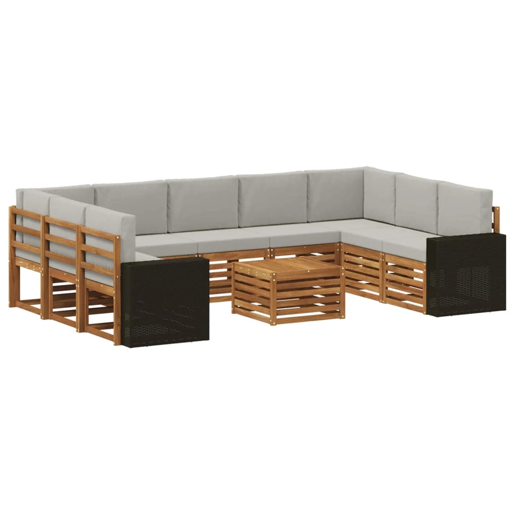 Set divani con cuscino 10 pcs Naturale e Grigio Chiaro 3384872