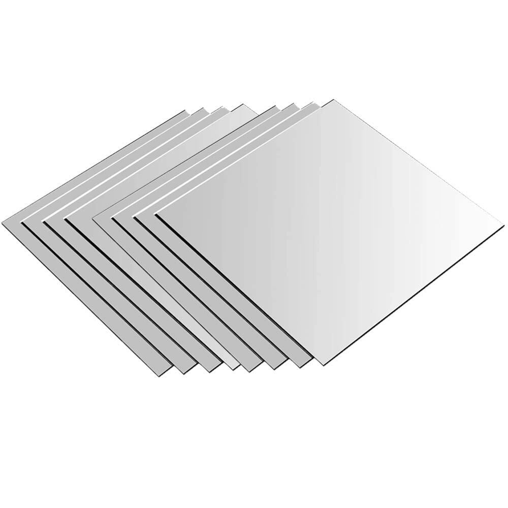 Set 8 Specchi Quadrati Mosaico Adesivi Specchio 15x15cm Decorazione Parete Casa