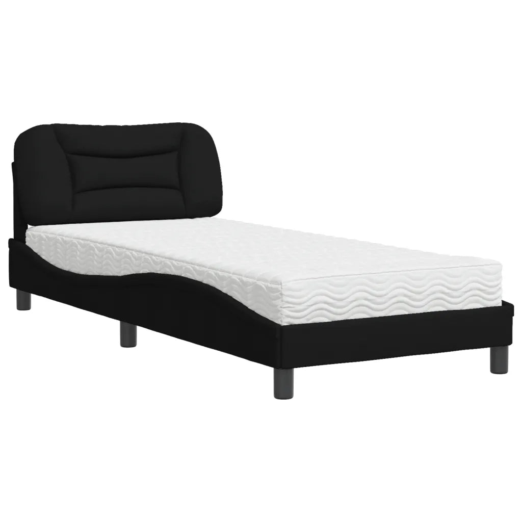Letto con Materasso Nero 80x200 cm in Tessuto