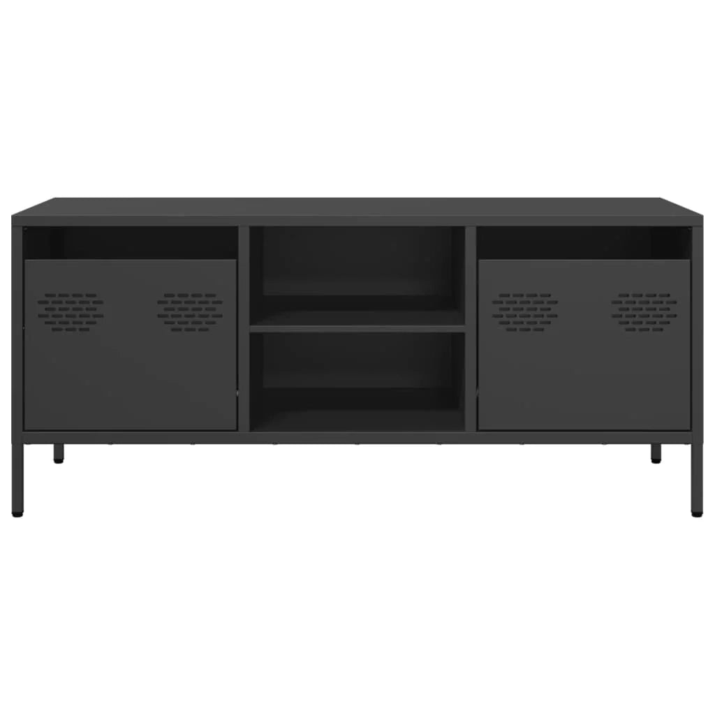 Mobile TV multimediale scaffale TV credenza mobile TV sala da pranzo soggiorno camera da letto 101,5 x 39 x 43,5 cm acciaio laminato a freddo nero 02_0025554