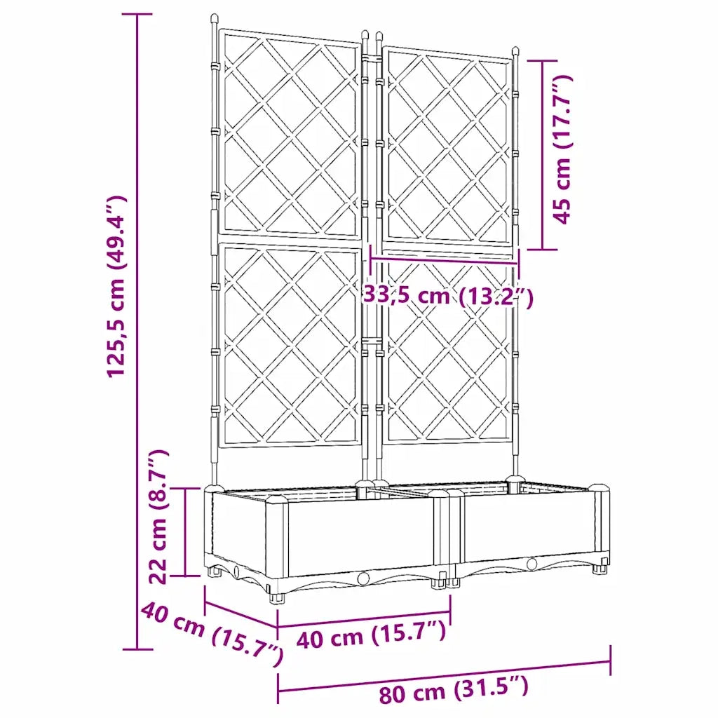 Vaso da giardino 2 pcs Grigio Chiaro 80 x 40 x 125,5 cm 42002883