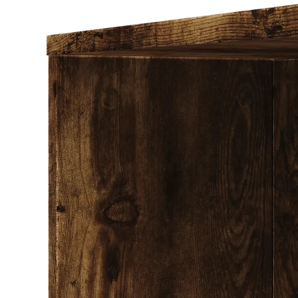 Armadietto da Bagno Stretto con Ruote Rovere Fumo in Truciolato