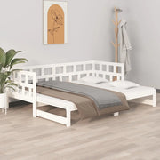 Dormeuse Estraibile Bianca Legno Massello di Pino 2x(80x200) cm