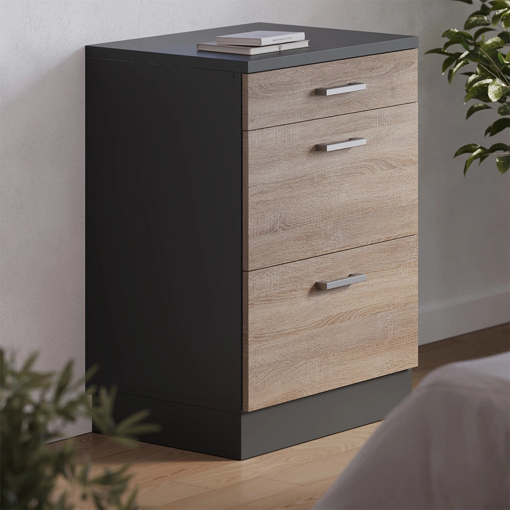 Mobile per mansarda Rion Sonoma/Antracite 60 x 83.8 cm senza inclinazione con 3 cassetti Vicco