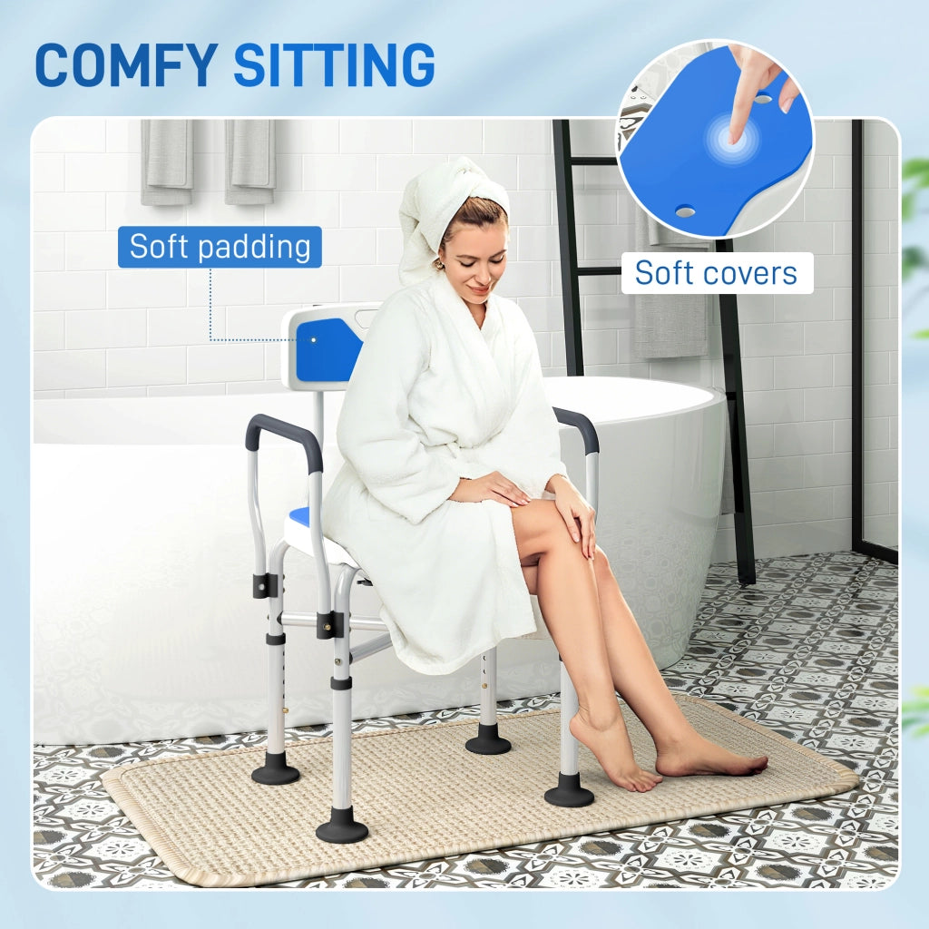 Sedia da Doccia con Braccioli e Schienale Regolabile ¨C zephmum ¨C Blu 136 kg
